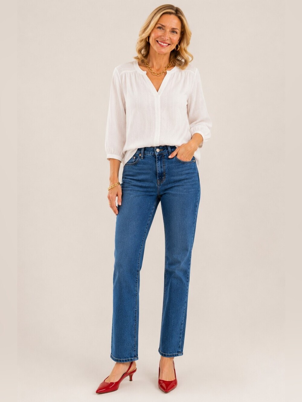 Talbots Everyday Relaxed Jeans Womens 8 Medium Wash Straight Leg 32x27.5